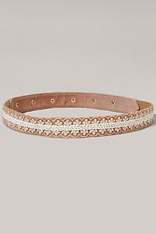 Gold Finish Peach Pearl Shell Waist Belt