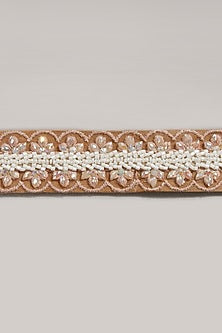 Gold Finish Peach Pearl Shell Waist Belt