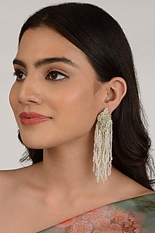 Gold Finish Pearl Dangler Earrings