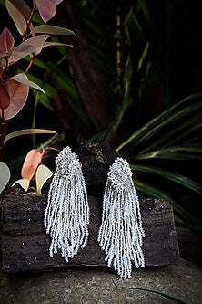 Gold Finish Pearl Dangler Earrings