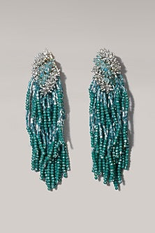 Gold Finish Turquoise Pearl Dangler Earrings
