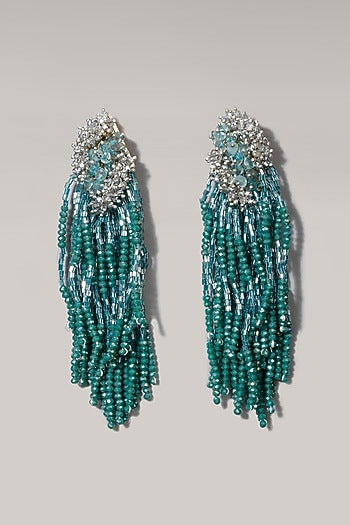 Gold Finish Turquoise Pearl Dangler Earrings
