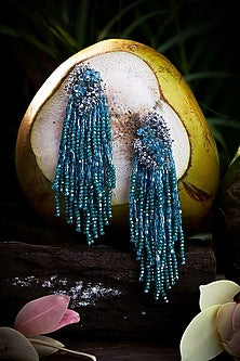 Gold Finish Turquoise Pearl Dangler Earrings