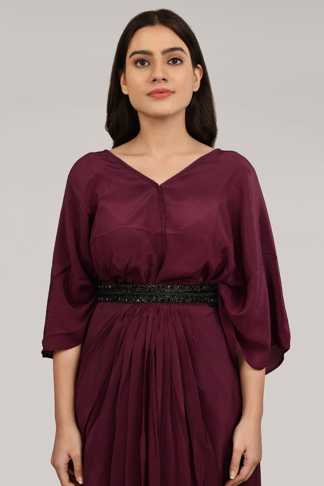 Gold Finish Embroidered Black Waist Belt