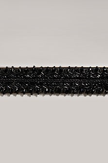 Gold Finish Embroidered Black Waist Belt