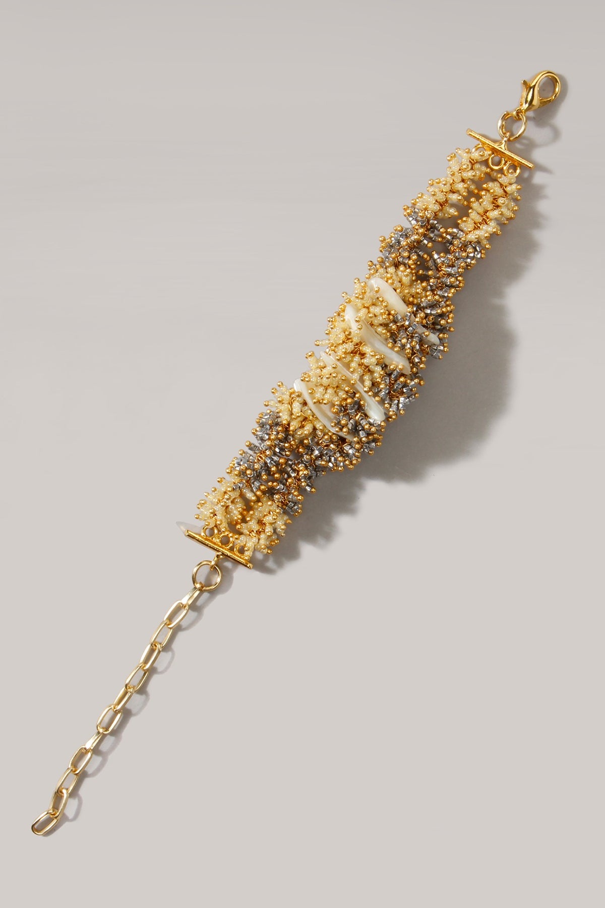 Gold Finish Pearl & Beaded Bracelet