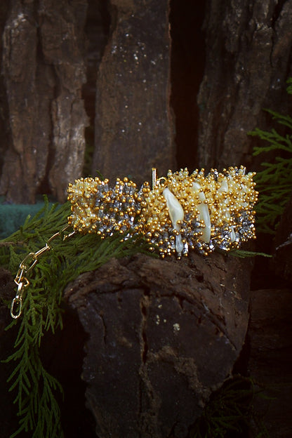Gold Finish Pearl & Beaded Bracelet