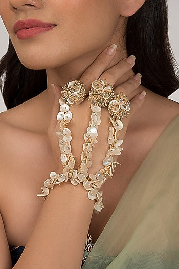 Gold Finish Crystal & Stone Bracelet