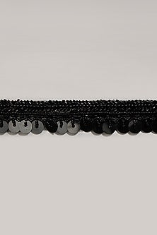 Gold Finish Pearl Embroidered Black Waist Belt