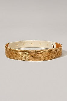 Gold Finish Pearl Embroidered Gold Waist Belt