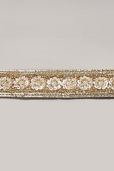 Gold Finish Beaded Gold & White Waist Belt