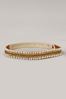 Gold Finish Velvet Peach Waist Belt