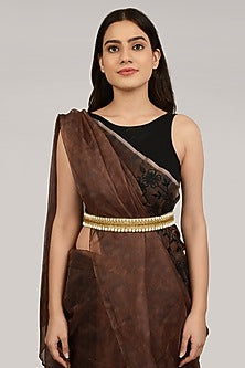 Gold Finish Velvet Peach Waist Belt