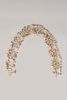 Gold Finish Pink Stone Penta Pink Hair Chain