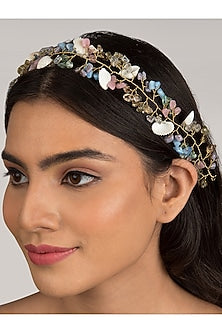 Gold Finish Blue Shell Achmea Blue Hair Chain