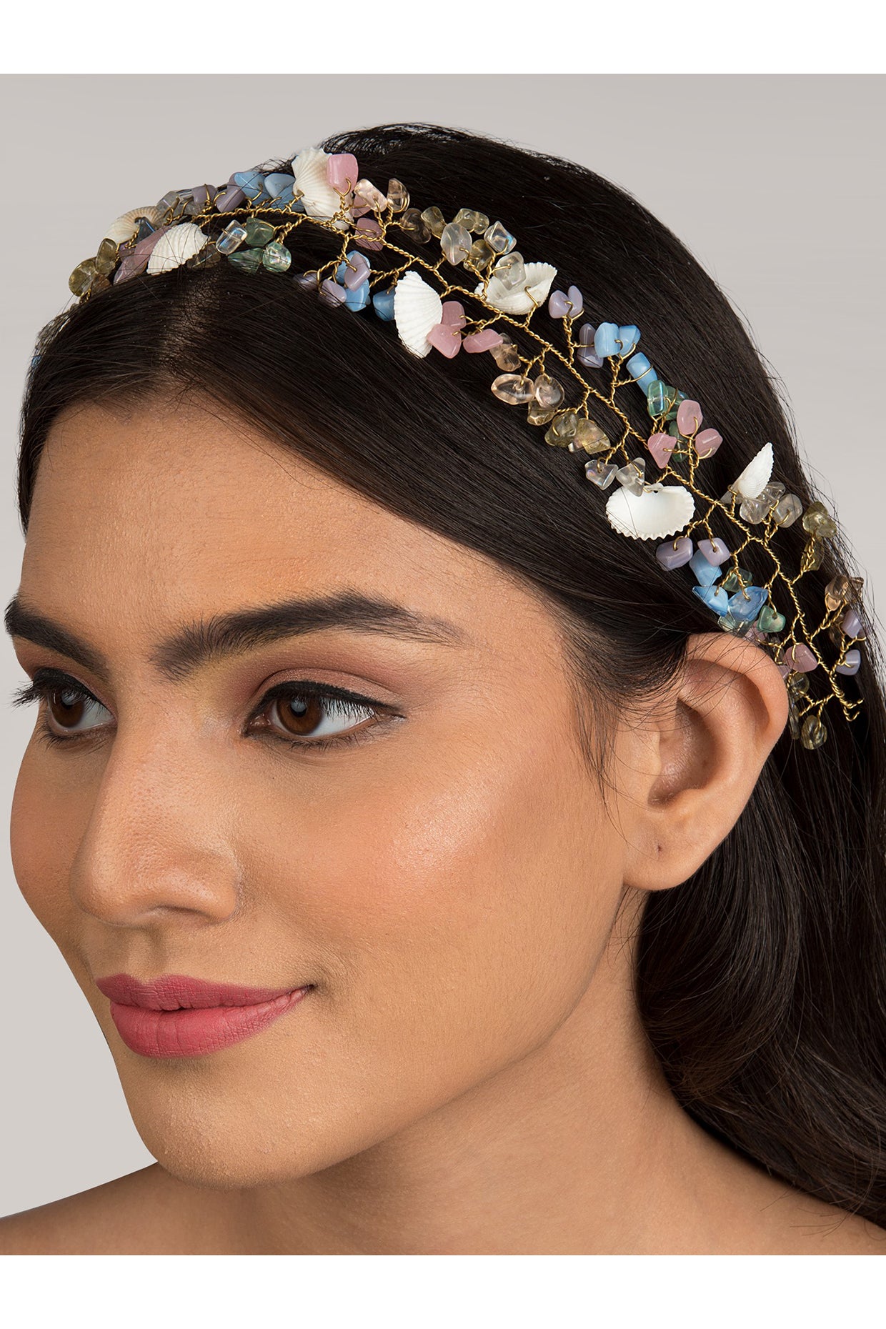 Gold Finish Blue Shell Achmea Blue Hair Chain