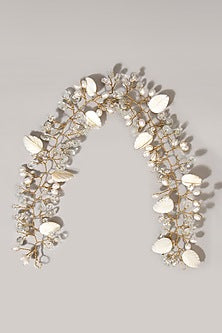 Gold Finish Handcrafted Lilac Hair Chain