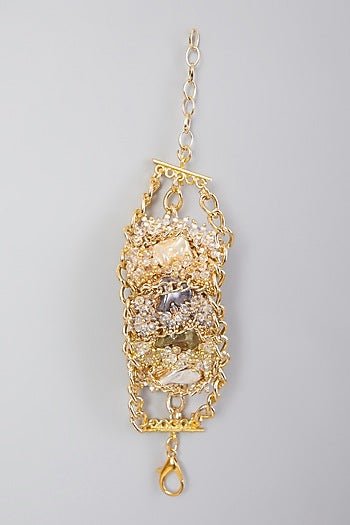 Gold Finish Semi Precious Stone Bracelet