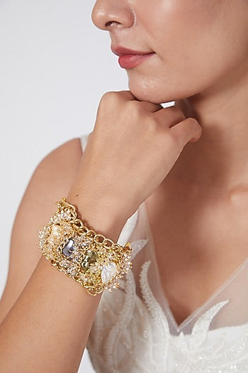 Gold Finish Semi Precious Stone Bracelet