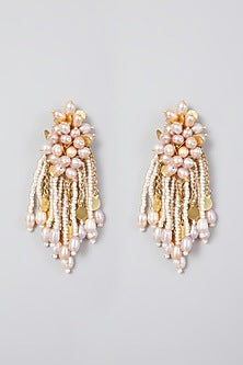 Gold Finish Handcrafted Quartz Dangler Earrings