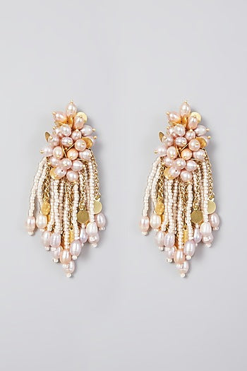 Gold Finish Handcrafted Quartz Dangler Earrings