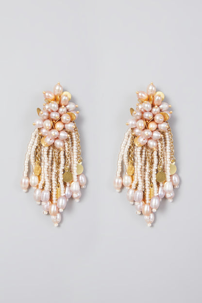 Gold Finish Handcrafted Quartz Dangler Earrings