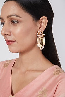 Gold Finish Handcrafted Quartz Dangler Earrings