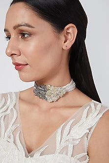 Gold Finish Handcrafted Mother Of Pearl Choker Necklace