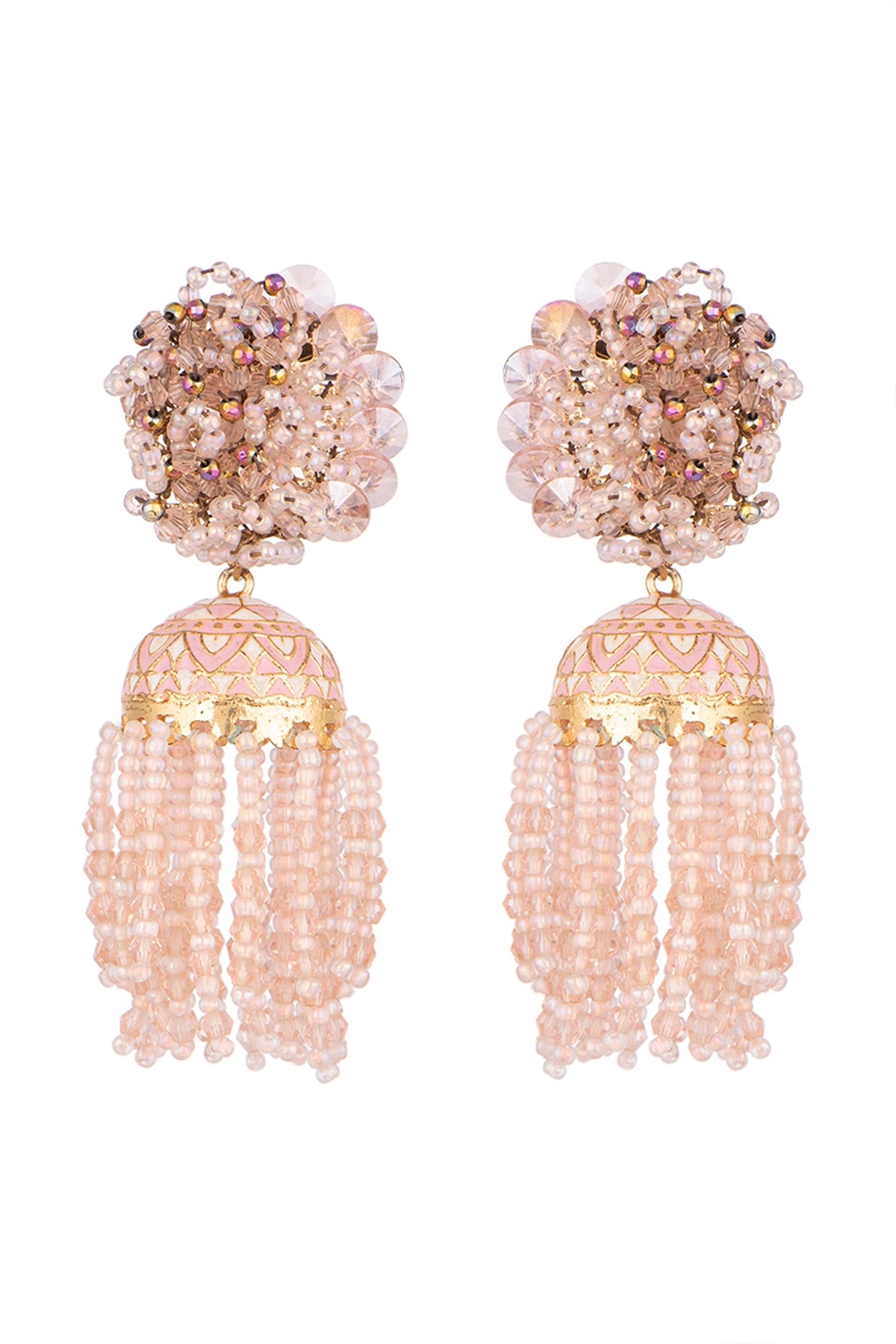 Gold Finish Meenakari Jhumka Earrings