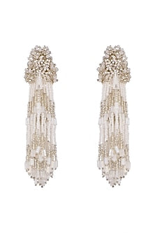 Gold Finish Pearl & Bead Dangler Earrings