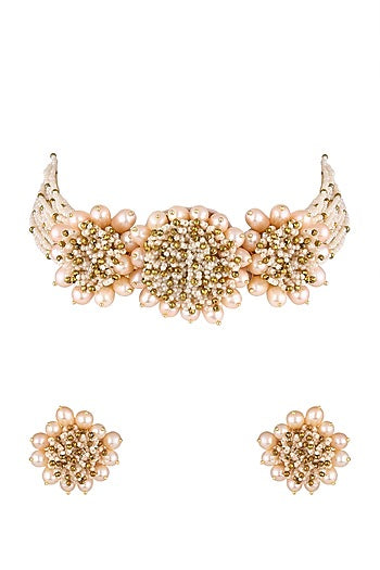 Gold Finish Semi-Precious Stone Necklace Set