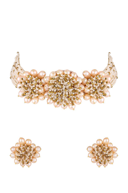 Gold Finish Semi-Precious Stone Necklace Set