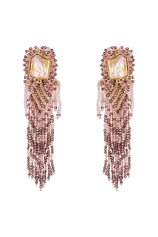 Gold Finish Handcrafted Mother Of Pearls Earrings