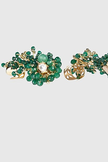 Gold Finish Emerald Stud Earrings
