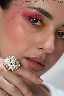 Gold Finish White Pearl Ring