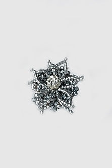 White Finish Grey Beaded Ring