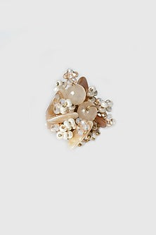 Gold Finish Beige Crystal Ring