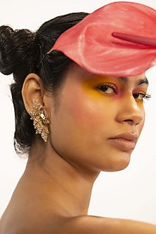 Gold Finish Kundan Polki Stud Earrings