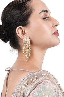 Gold Finish Pearl Dangler Earrings
