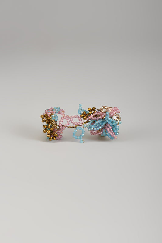 Gold Finish Multi-Colored Beaded Handcrafted Ring