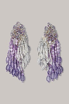 Gold Finish Tassel Earrings With Synthetic Stones