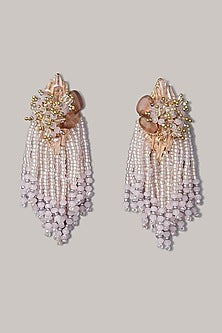 Gold Finish Rose Quartz Tassel Earrings