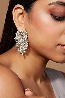 Gold Finish Shell Pearl Tassel Earrings