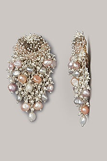 Gold Finish Shell Pearl Tassel Earrings