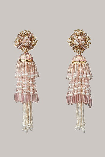 Gold Finish Jhumka Tassel Earrings