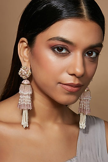 Gold Finish Jhumka Tassel Earrings