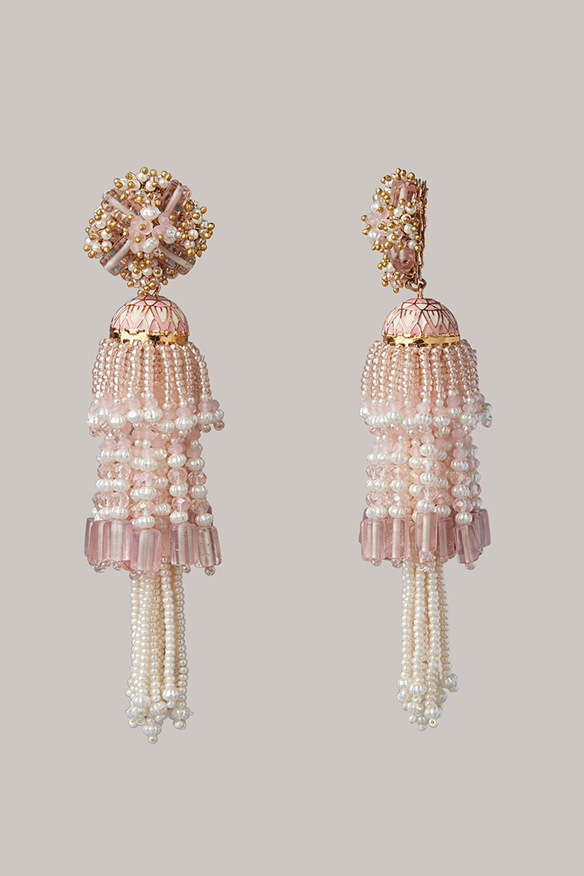 Gold Finish Jhumka Tassel Earrings