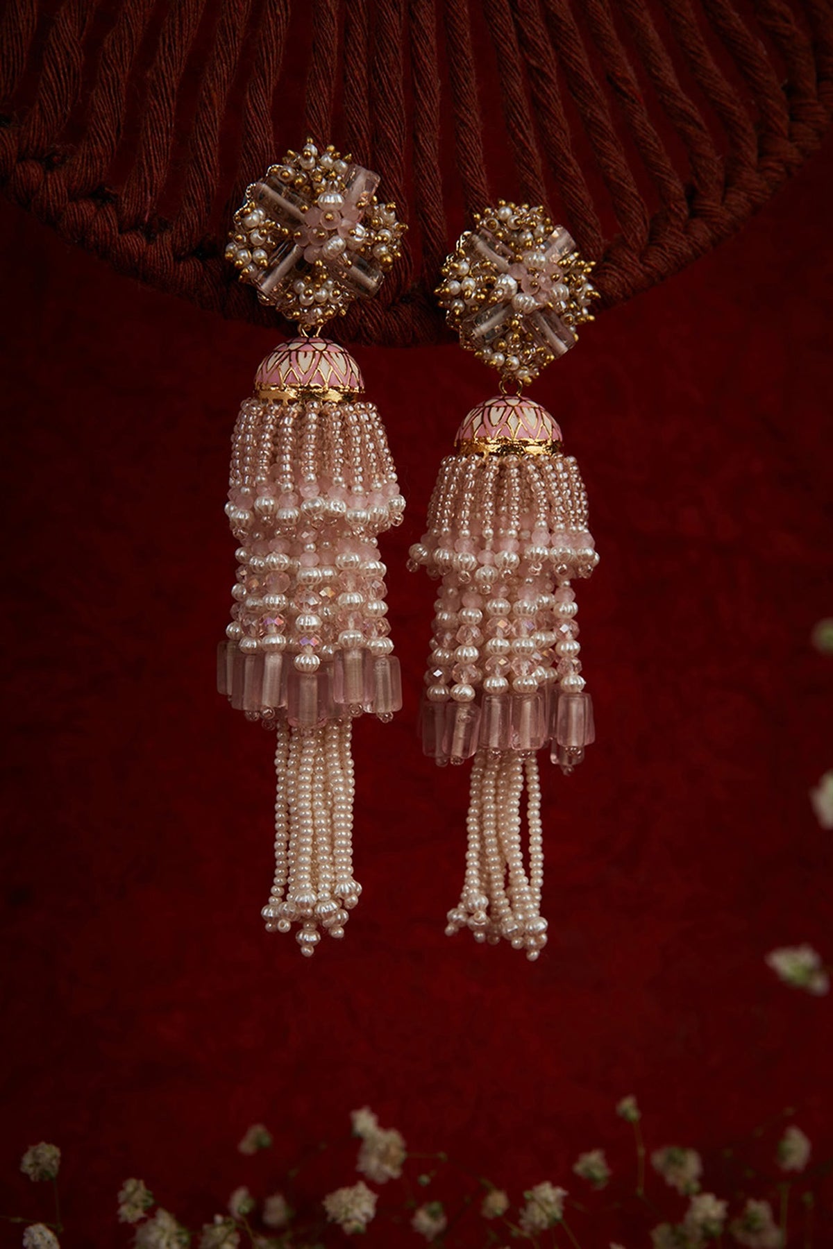 Gold Finish Jhumka Tassel Earrings