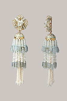 Gold Finish Jhumka Tassel Earrings