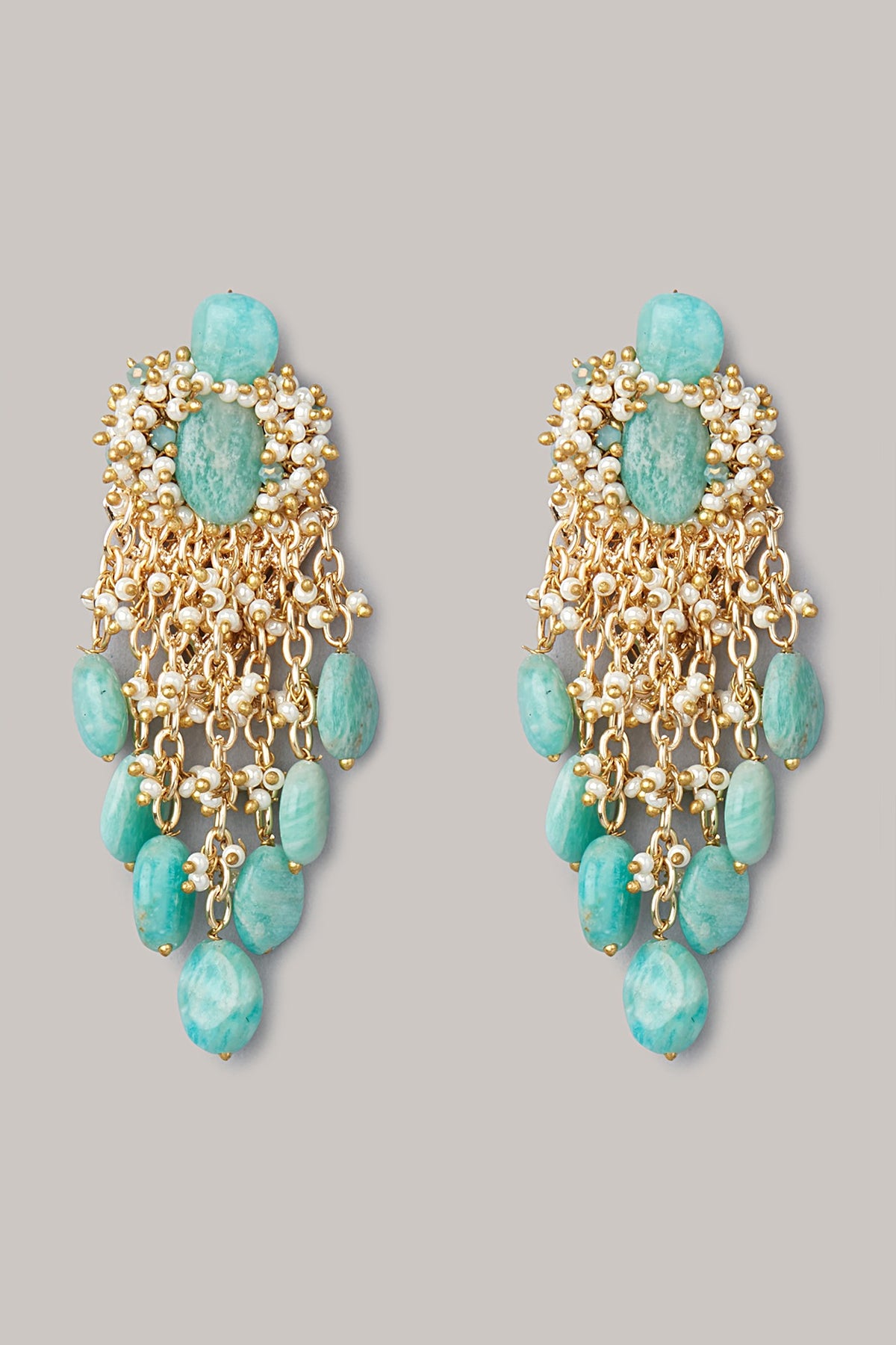 Gold Finish Turquoise Dangler Earrings